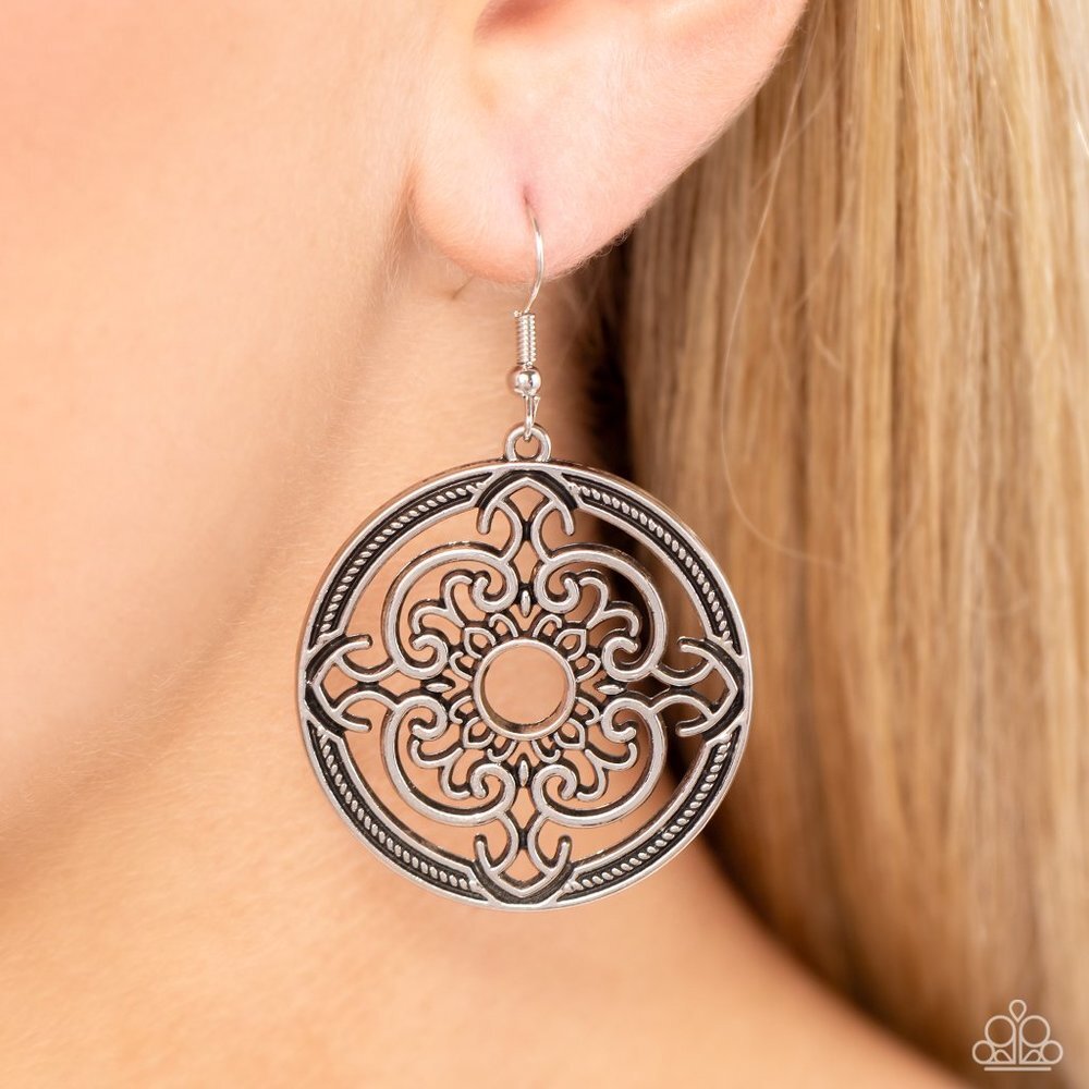 Mandala Meditation - Silver Earrings